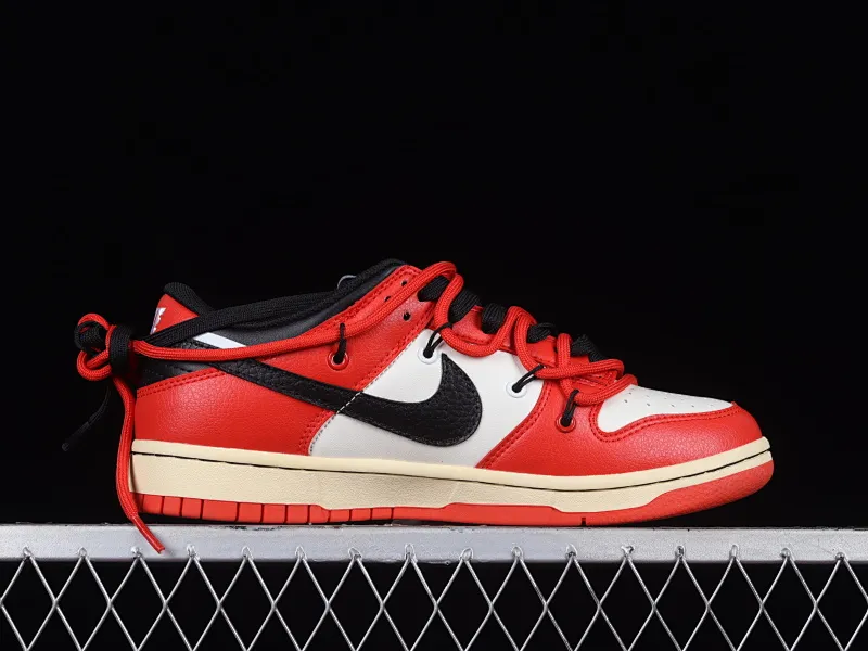 All Categories Nk SB Dunk Series Nk SB Dunk Low Low-top Sneakers Nk Dunk Low Chicago Color Customized Deconstructed Strappy Casual Sneakers DD3363-100